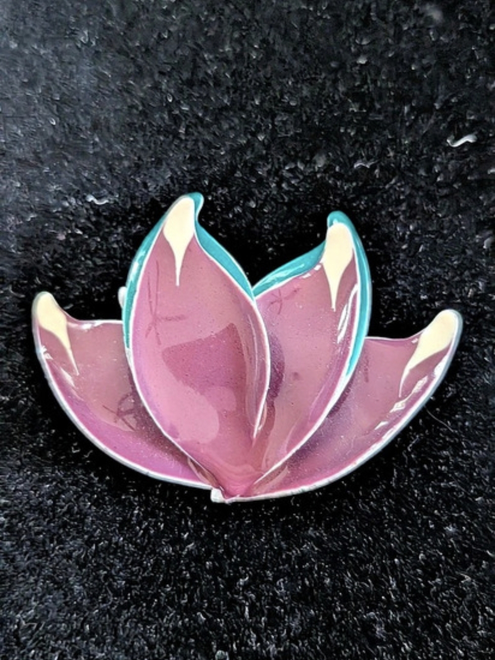 Vintage Pink & Blue Lotus Brooch